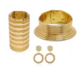 Goldschmuck-Set im ethnischen Stil mit breitem Armband, markantem Choker und strukturierten Ohrringen. - 3 Teiliges Set Gold