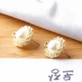 Retro barok ronde holle imitatie parel legering oorbellen DIY handgemaakte sieraden accessoire. - Grote Parelstijl / 1 stuk (19x23mm) / Goud
