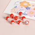 Red polka dot glass beads DIY handmade jewelry crafting loose beads charm detail view - Red