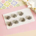 Grey matte resin rose cabochon detail shot, showing exquisite floral shape and texture. - Large Gray