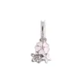 Ciondolo charm fiore DIY color argento con smalto rosa e strass per braccialetto europeo. - Rosa chiaro