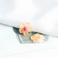 Glänzendes Gelee Harz Blume Ohrring DIY Zubehör Komponente Bastelmaterial elegant - Orange