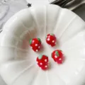 Handmade glass strawberry beads for DIY jewelry making, charm bracelets, necklaces and straps. - Red
