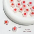 Sweet cute glass flower drilled beads for DIY jewelry making handmade bracelets necklaces earrings. - Pink and Rose