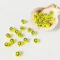 Perline in acrilico con faccia sorridente gialla per braccialetto collana accessori fai da te - Piccolo Confezione da 10 Pezzi (7mm) / Faccina Sorridente Gialla