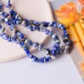 Blue and white irregular crushed stone beads DIY material, ideal for unique jewelry. - Blue