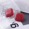 Cabochon in resina quadrati rosa accessori per gioielli fai da te, forma mezza rotonda per orecchini. - Rosa intenso