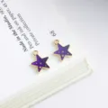 DIY paarse ster metaal hangers gouden rand sieraden accessoires voor handgemaakte oorbellen - Kleine Sterren / 1 Stuk/Verpakking (9x12mm) / Paars