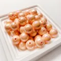 Orange iridescent resin round beads 14mm loose beads for DIY jewelry necklace accessories. - Orange