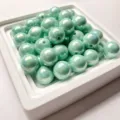 Green resin round beads loose bead DIY handmade bracelet necklace phone chain 14mm craft - Green