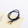 Black elastic hair tie with golden balls, minimalist ponytail holder for daily wear and styling. - Style 6 / 5 Pieces/Pack
