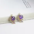 Pendentifs globe en émail violet et alliage doré pour boucles d'oreilles DIY et bijoux. - Globe / 1个装 (11x17mm) / Violet