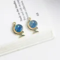 Breloques pendentifs globe terrestre en émail alliage doré pour bijoux faits main DIY. - Globe / 1个装 (11x17mm) / Bleu