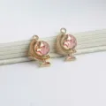 Breloques globe doré pendentifs terre émaillée pour fabrication bijoux DIY boucles d'oreilles - Globe / 1个装 (11x17mm) / Rose
