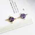 Pendentif connecteur planète étoile émail violet en alliage pour boucles d'oreilles DIY. - Planète / 1 pièce (14x19mm) / Violet