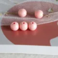 Pink matte round resin beads DIY jewelry accessories variant with gold metal pins. - Flesh Pink