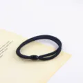 Laccio per capelli nero minimalista con perla liscia, elastico pratico per uso quotidiano. - Stile 5 / 5 Pezzi/Pacchetto
