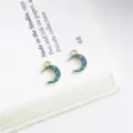 Gouden blauwe geëmailleerde maansikkel sterren hangers DIY sieraden maken oorbellen - Kleine Maan / 1 Stuk (7x11mm) / Blauw