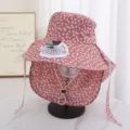Sun protection hat with solar fan, floral print summer outdoor sun hat for women and girls. - Single Hat Only (Without Fan) / Jujube Red