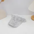 Gorra de sol brillante con pedrería, visera de cristal, elegante sombrero de verano. - Blanco (2#)