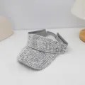 Visera de sol brillante con diamantes de imitación para mujer, gorra de verano elegante. - Plateado (6#)