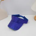 Sombrero de sol azul con diamantes de imitación, visera brillante para protección solar - Azul (7#)