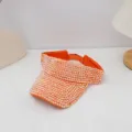 Visera de sol naranja muy brillante con pedrería fina, accesorio de verano elegante. - Naranja (11#)