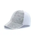 White rhinestone baseball cap, sparkly crystal diamond sparkling hat for women fashion wear. - Adjustable / White