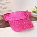 Pink rhinestone empty top sun visor hat, sparkling crystal summer beach hat close up - Adjustable / Rose Red
