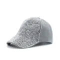 Grey rhinestone baseball cap sparkling crystal bling hat casual fashion headwear adjustable. - Adjustable / Gray