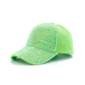 Neon green rhinestone baseball cap for women, sparkling crystal bling adjustable hat for summer. - Adjustable / Bright Green