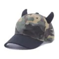 Casquette de baseball camouflage cornes de diable pour hommes et femmes chapeau de soleil chic - Réglable / Dessus Camouflage Bord Noir