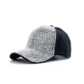 Stylish black rhinestone baseball cap with sparkling crystal embellishments for women daily wear. - Adjustable / Black