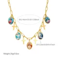 Gold plated stainless steel religious necklace with Jesus and cross multi-layer pendants. - N4283