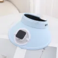 Summer sun visor hat with solar powered mini fan, wide brim UV protection outdoor cap detail. - Single Hat Only (Without Fan) / Sky Blue