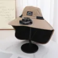 Sun hat with rechargeable fan outdoor hiking summer large brim sun protection fishing hat - Khaki