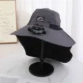 Solar powered fan sun hat wide brim outdoor fishing climbing UV protection summer hat for men - Single Hat Only (Without Fan) / Gray