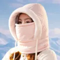 Thermal winter cycling windproof balaclava pink fleece lined warm face mask hood hat. - One Size / Pink