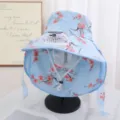 Solar cooling fan sun hat, floral print outdoor UV protection sun cap for summer. - Single Hat Only (Without Fan) / Sky Blue