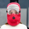 Chaud bonnet aviateur d'hiver coupe-vent avec lunettes et masque facial confortable. - Rouge