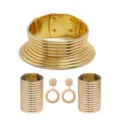 Goldfarbenes Metall afrikanischer ethnischer Stil Choker Halskette Armreifen Ohrringe Set - Gold 4-teiliges Set