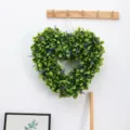 Couronne cœur eucalyptus artificiel décoration murale et porte vue de détail jolie. - Cœur de Feuille d'Eucalyptus
