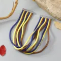 Detailed view of a multi-layer bohemian braided cord necklace with magnetic metal clasps. - Colorful