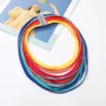 Collar de gargantilla de cordón de cuero multicolor multicapa con cierre magnético mujer - Degradado Azul
