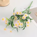 Fleurs de marguerites roses artificielles, bouquet de fausses plantes à 5 branches déco. - Rose