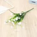 Bouquet de fleurs artificielles en plastique petite plante verte lotus décoration de bureau maison - Blanc