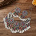 Vintage Mehrschichtige Münze Quaste Halskette Set Böhmische Stil Mode Schmuck Für Damen - Antik Silber Mehrfarbig