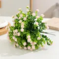 Beau bouquet de fleurs artificielles eucalyptus camélia pour décoration de table. - Rose Clair