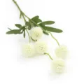 Tige de chrysanthème pompon artificiel blanc, vue détaillée du décor floral en soie pour maison. - Blanc