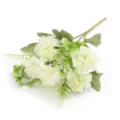 Bouquet de fleurs artificielles 6 têtes d'œillet, idéal pour décoration de mariage et arrangement. - Blanc